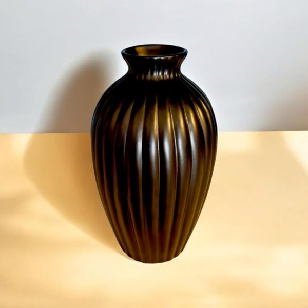 ARTISANS BAZAR Black Premium Ceramic Striped Vase