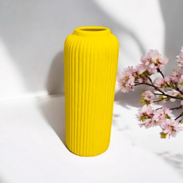 ARTISANS BAZAR Modern Striped/Rippled Ceramic Flower Vase
