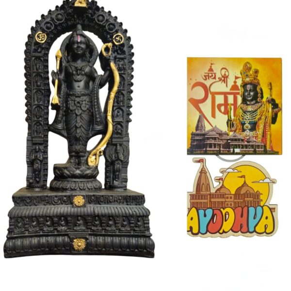 Artisans Bazar 15 INCHES Polyresin 3D Ram Lalla Idol with 2 Free Fridge Magnets