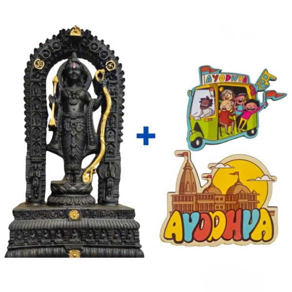 Artisans Bazar 15 INCHES Polyresin Ram Lalla Idol with 2 Free Fridge Magnets