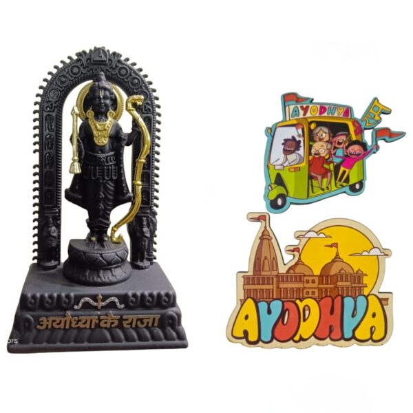Artisans Bazar 8 INCHES Polyresin 3D Ram Lalla Idol Black