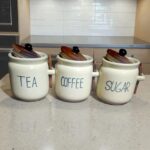 Ceramic Tea Coffee Sugar Canister Set with Wooden Lids, 3-Piece Kitchen Storage Containers, Premium Jars for Hotels, Restaurants, Cafe (WHITE 3, 750 ML)