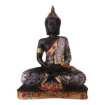 Meditating Buddha Statue Showpiece for Home Decor - Living Room - House Warming - Office - Gifting - Buddha Idol Polyresin Decorative Figurine (10 Inch, Black & Grey)