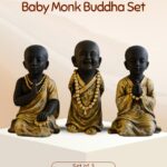 Artisans Bazar Set of 3 Big Resin Buddha Monk Statues for Home Decor and Gifts |Buddha Statues for Home Decor Living Room Office Car Dashboard Showpiece for Gifting(10 Inches)