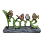 Polyresin Home Birds Figurine for Home Decor | Living Room, Bedroom, Office Desk, Cabinets | Leaf Bird Statue | 4 Birds Statue for Home Decor