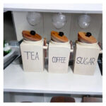 Ceramic Tea Coffee Sugar Canister Set with Wooden Lids, 3-Piece Kitchen Storage Containers, Premium Jars for Hotels, Restaurants, Cafe (WHITE 3, 1000 M)